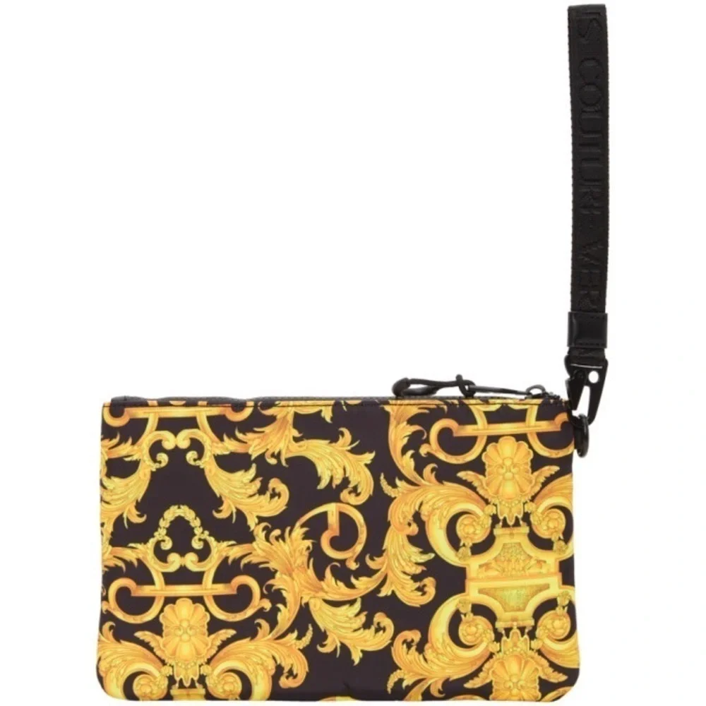 Versace Jeans Collection Black and Gold Wallet with Baroque Design NWOT